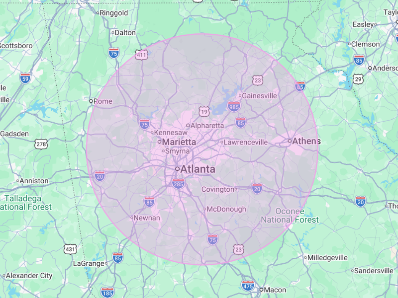 Atlanta Service Radius Map