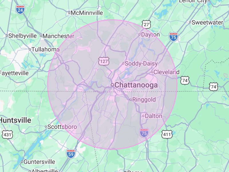 Chattanooga Service Radius Map